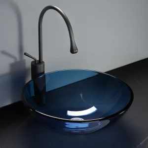 Circular Artistic Glass Vanity Basin - Tempered for Durability -[IcyBasin]