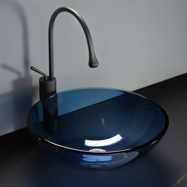 Circular Artistic Glass Vanity Basin - Tempered for Durability -[IcyBasin]