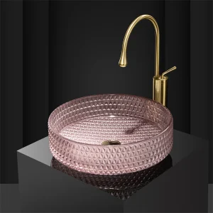Crystal-Effect Pressed Glass Basin - Modern Art Installation -[IcyBasin]
