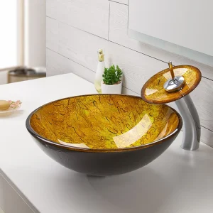 Crackle-Glaze Art Glass Basin - Textured Surface Finish -[IcyBasin]