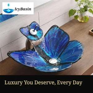 Rustic Butterfly-Design Glass Basin - Boutique Hotel Collection -[IcyBasin]