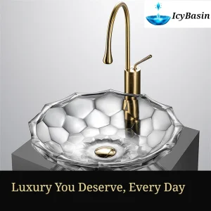 Transparent Crystal Glass Vanity - Luxury Hotel Bath Centerpiece -[IcyBasin]